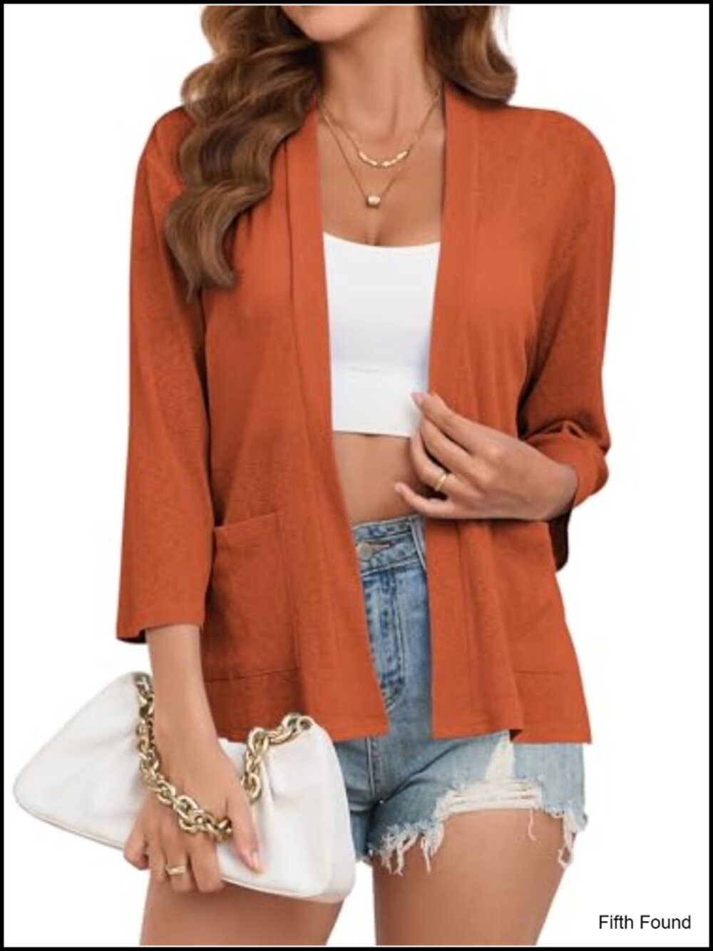 Womens Lightweight Open Front Cardigan Shrug 3/4 Sleeve High Low Hem Cover Up